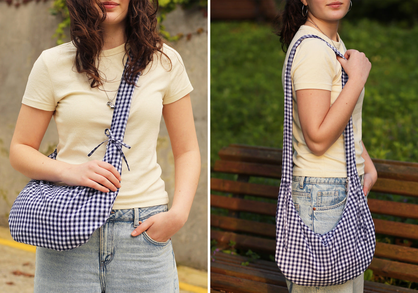The Drawstring Crescent Bag | PDF Sewing Pattern + Video Tutorial | 2-in-1 Crossbody & Shoulder Bag