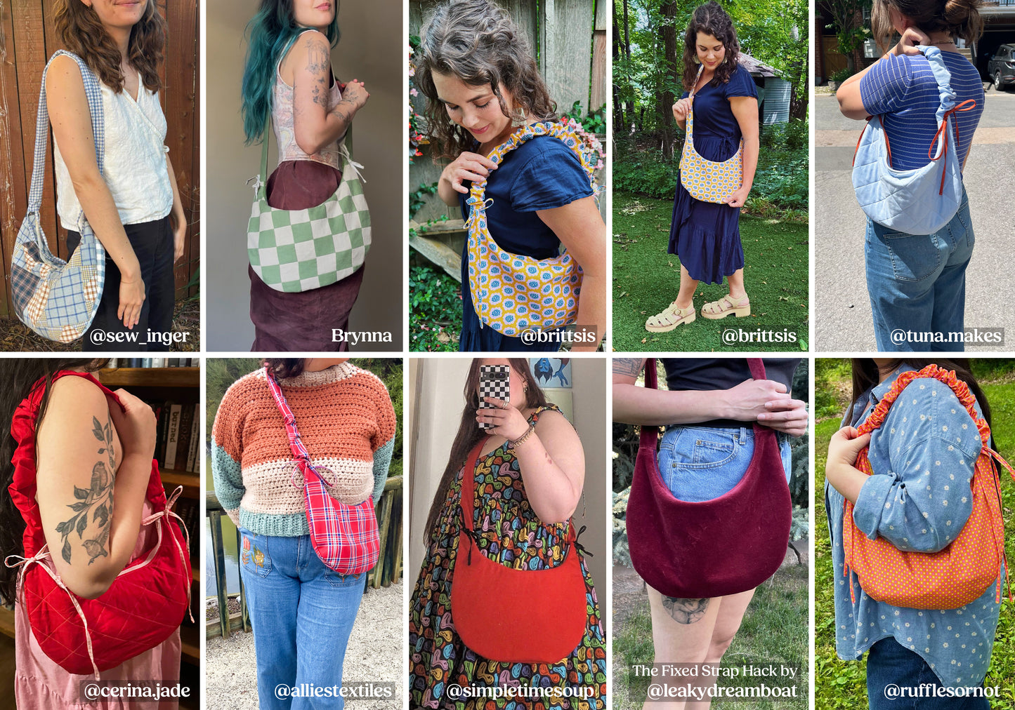 The Drawstring Crescent Bag | PDF Sewing Pattern + Video Tutorial | 2-in-1 Crossbody & Shoulder Bag
