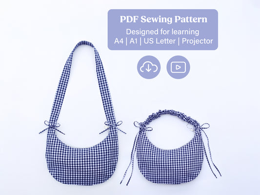 The Drawstring Crescent Bag | PDF Sewing Pattern + Video Tutorial | 2-in-1 Crossbody & Shoulder Bag